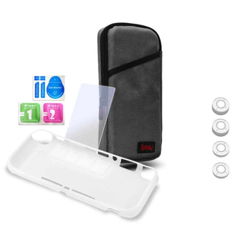 Portection Set For Switch Lite Portable Hard Carrying Storage Bag Protective Case Screen Protective Film Rocker Cap Kit Console: Gray