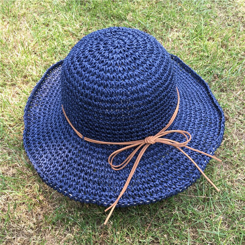 Cloche stil solhat til kvinder strandkasket damer strå cloche hatte pakbar solbeskyttelse derby rejsehat håndlavet