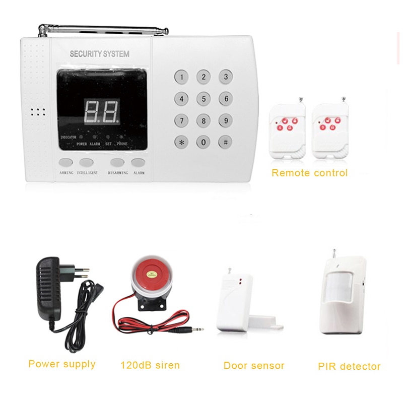 Wireless Home Security System Auto Dial PSTN Telephone Line Burglar Set WIFI 433MHz GSM Alarm System Remote Control Sensor Kit: 7 Pcs Set