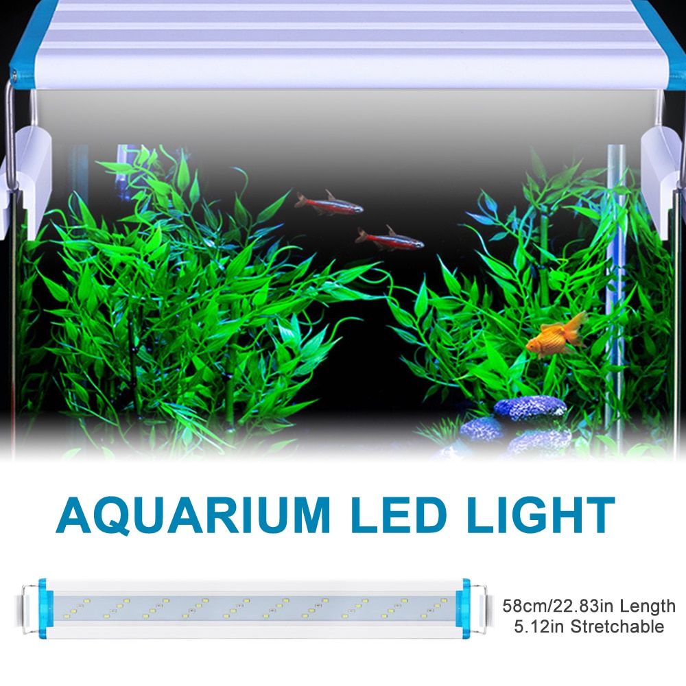 Aquarium Fish Tank Light Extendable Brackets White Blue LED Light for Freshwater Planted Aquarium Lighting Aquarium Supplies