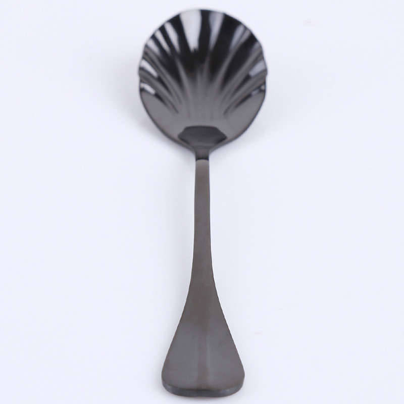 Coffee Spoon Stainless Steel Shell Tea Spoon Cake Dessert Fruit Fork Stirring Mini Spoon Dropshiping: black