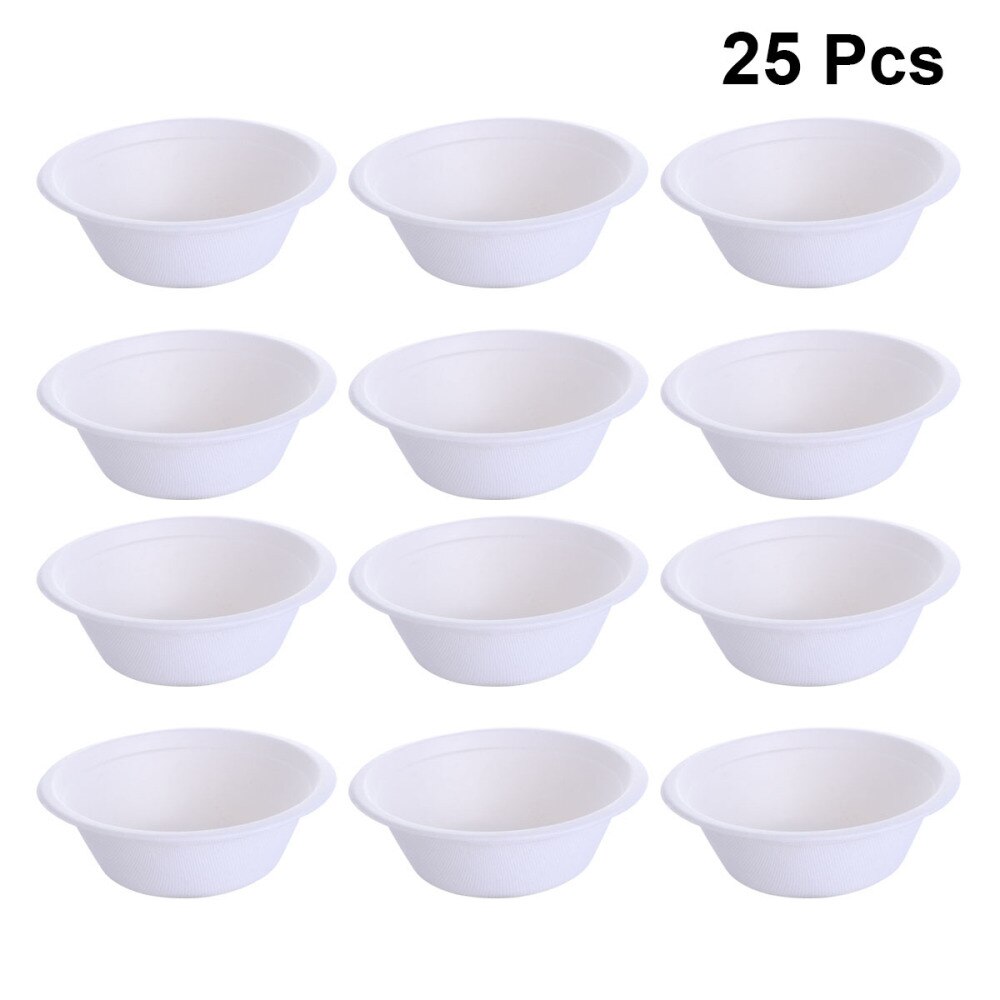 25pcs Paper Bowl Disposable Round Shape Food Bowl Dinnerware Tableware for Party Banquet Home