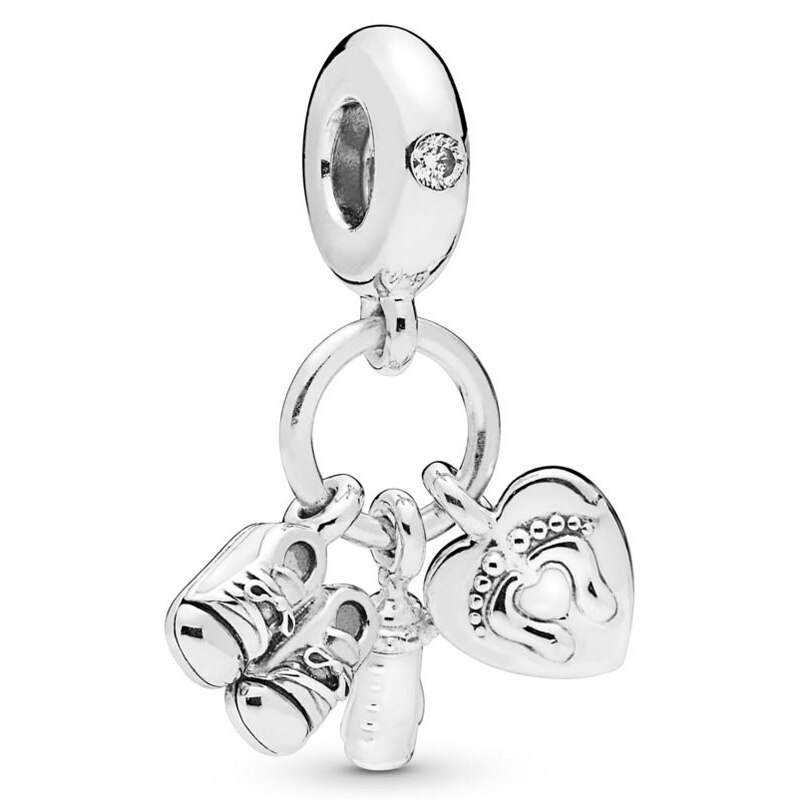 Pandora York podkreśla potrójny Monogram pióro duchowość wisiorek koraliki 925 srebro Charms Fit bransoletka DIY biżuteria: C55