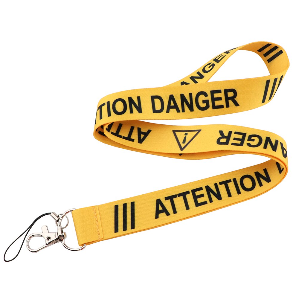 Ransitute R2762 Warning Style Lanyard Badge ID Lanyards Mobile Phone Rope Key Lanyard Neck Straps Accessories