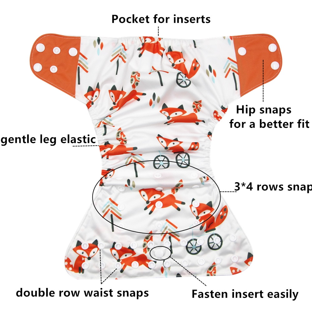 4pcs/pack Baby washable cloth diaper Reusable Nappy Cover Pocket dipers for baby products fralda ecologica couche lavable bebe