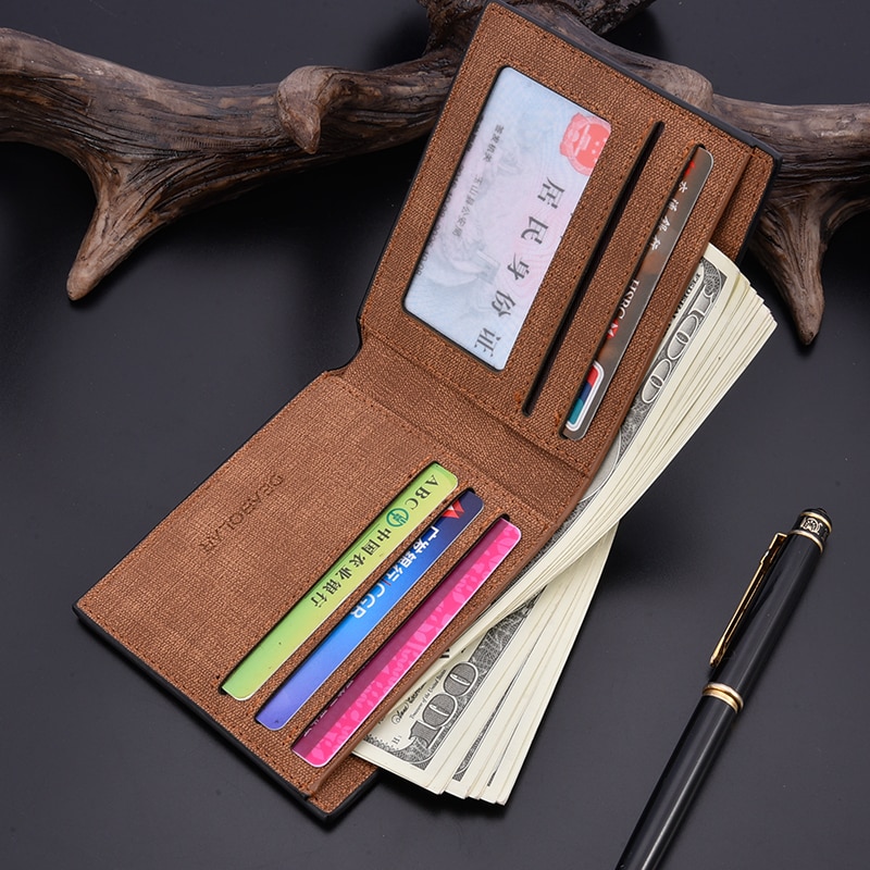 Wallet Men&#39;s Short Wallet Retro Multi-card Short Wallet Multifunctional PU Waterproof Wallet Coin Clip Wallet