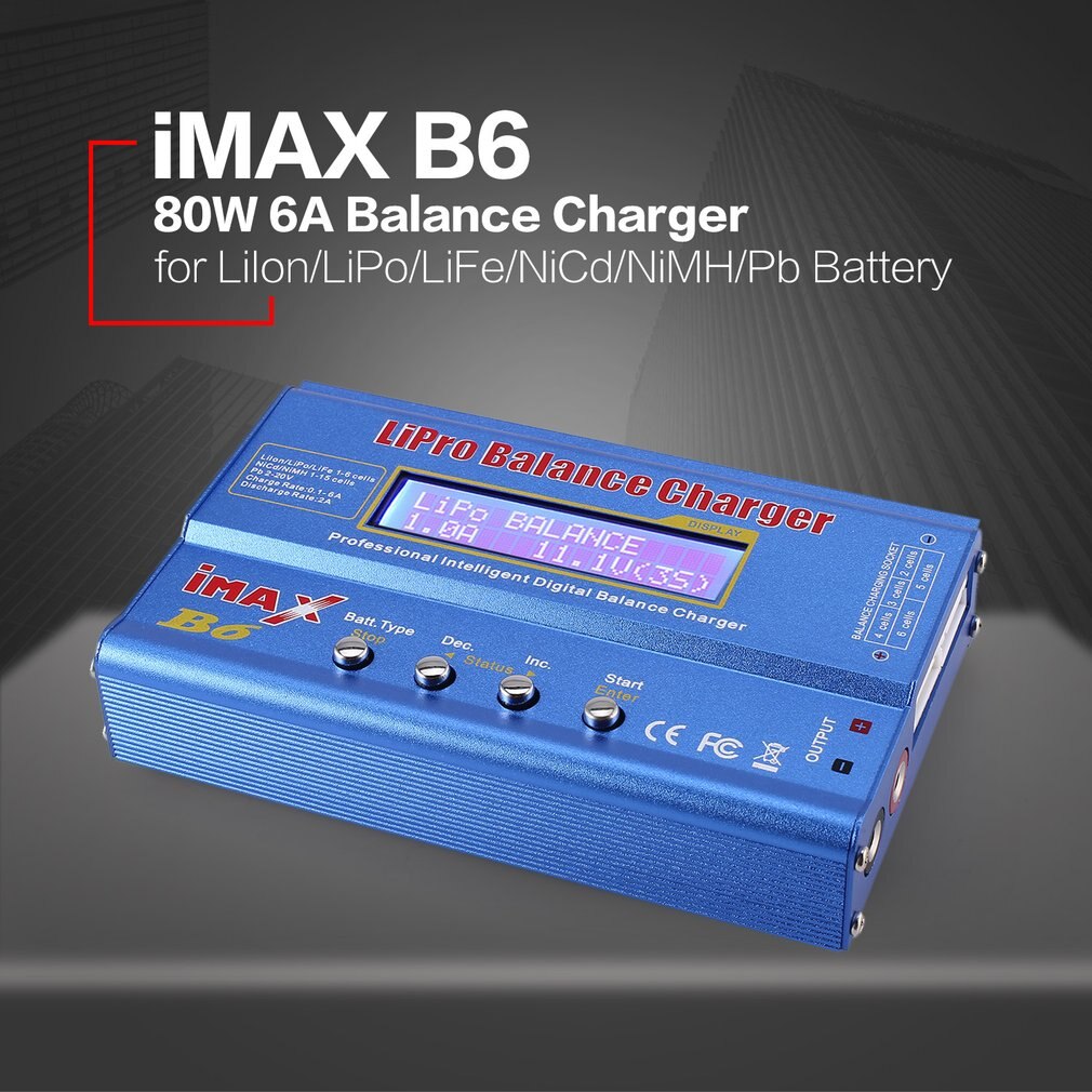 Original iMAX B6 80W 6A Lipo NiMh Li-Ion Ni-Cd RC Balance Ladegerät 10W2A Entlader mit 15V/6A AC/DC Adapter für RC ModelBattery