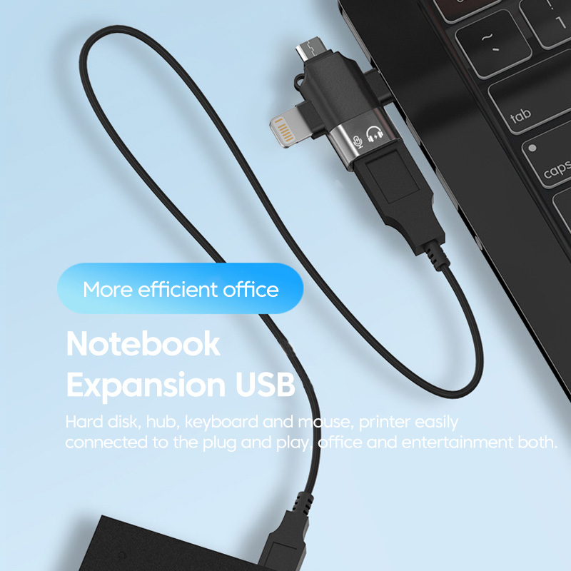 Olaf Adapter 3 w 1 OTG USB3.0 do Micro USB/Typ C/Lightning Konwerter do iphone Xiaomi Samsung Mysz Klawiatura U Pendrive