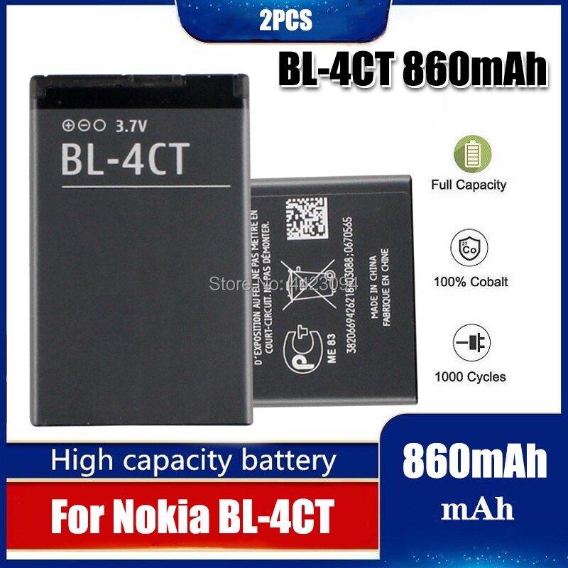 860mAh Batterie BL-4CT BL4CT BL 4CT Pour Nokia 5310 6700S X3 X3-00 7230 7310C 5630 2720 2720A 7210C 6600F Batterie: 2pcs