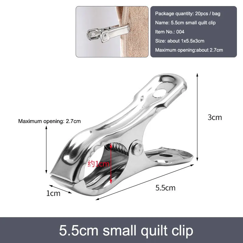 3-20 Stuks Kleding Clips Rvs Zwembad Handdoek Clips Wasknijpers Pinnen Houders Kleding Quilts Klemmen Afdichting clip Naaien Clip