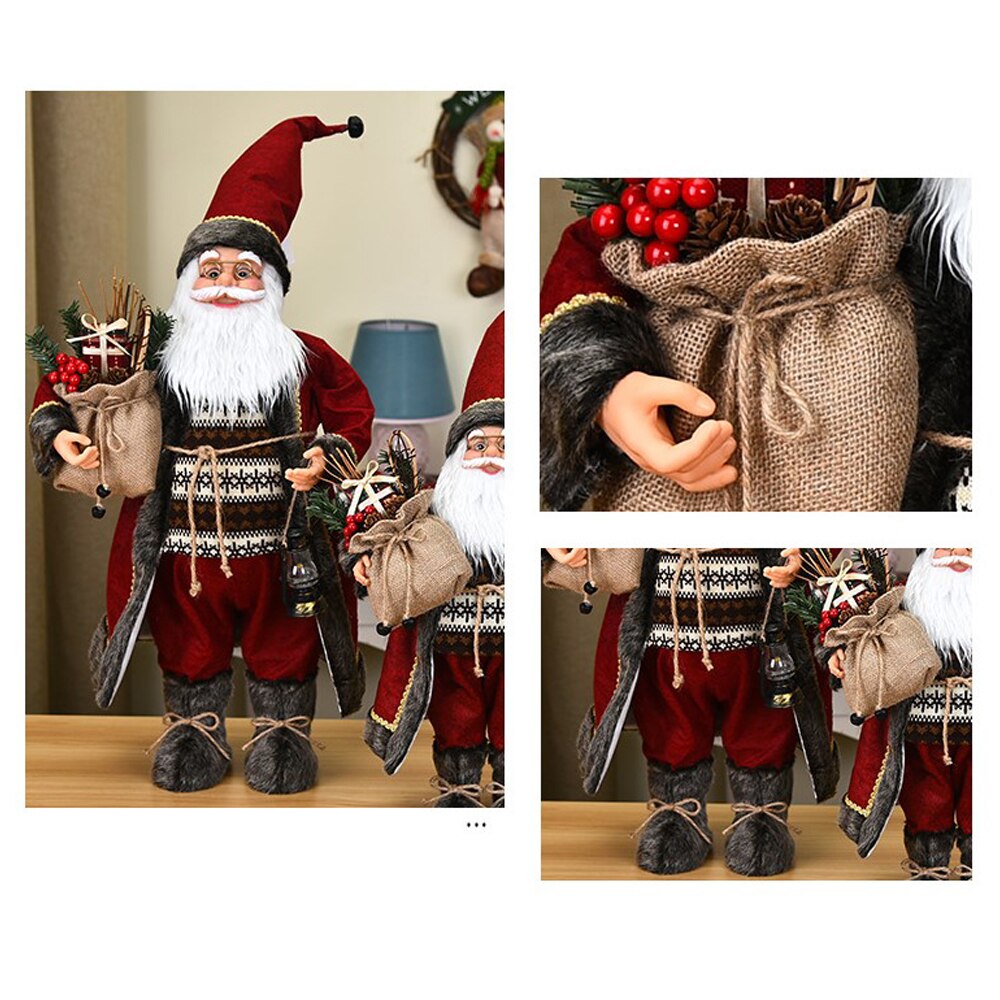 Túnica roja rosa de Papá Noel, muñeco grande de adorno para árbol de Navidad, decoración del hogar, para niños, Feliz Navidad