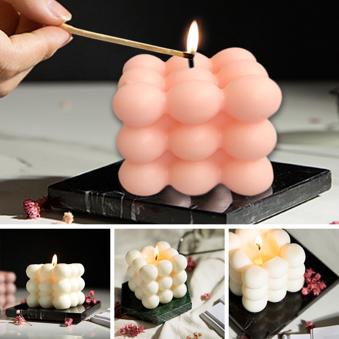 2.1Inch Round Magic Cube Candle scented relaxing Birthday 1PC Soy Wax Aromatherapy Candles Home Party Decoration