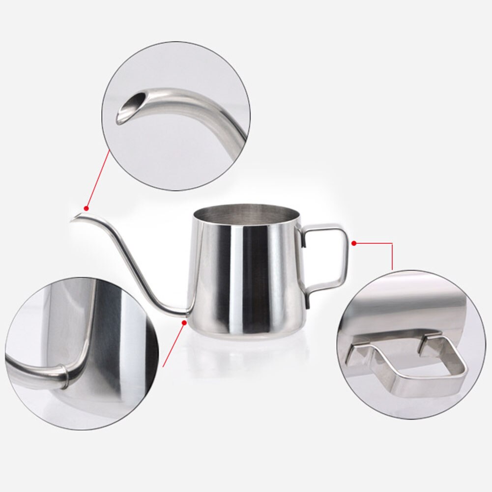 250ml Gooseneck Spout Coffee Kettle Tea Pot Pour Over Thick 304 Stainless Steel Coating Long Mouth Drinkware Not RUST