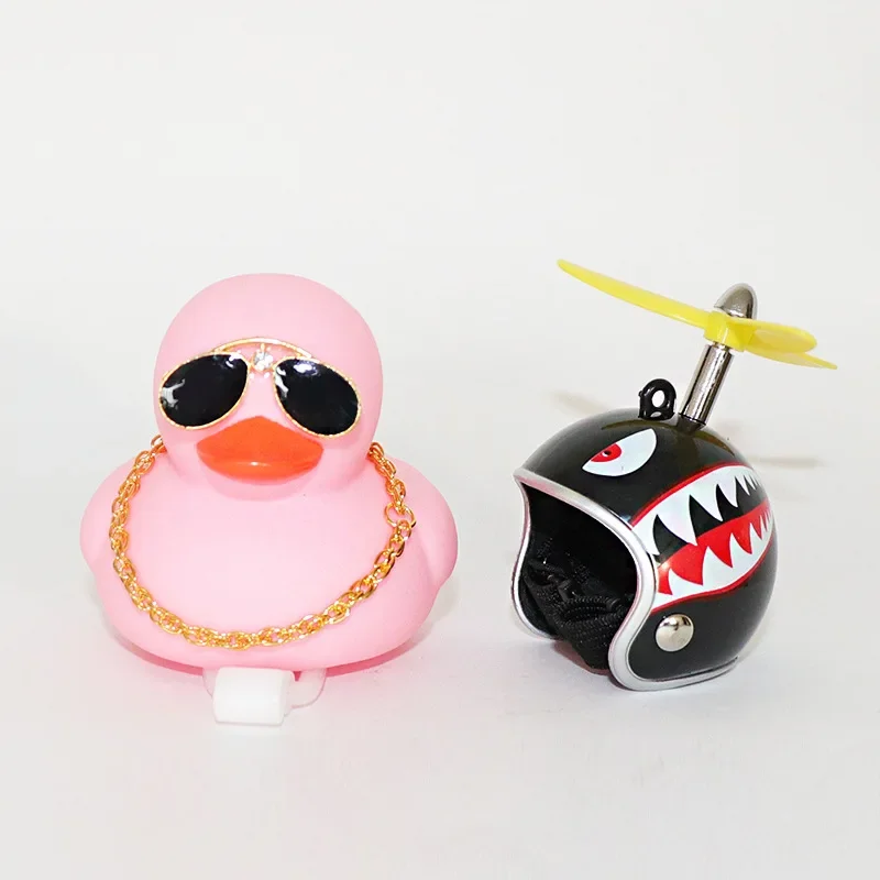 Timbre de bicicleta Daffy Pink Duck con casco, hélice, accesorios de goma para bicicleta, moto MTB, bocina de bicicleta para niños, luz de capitán de pato