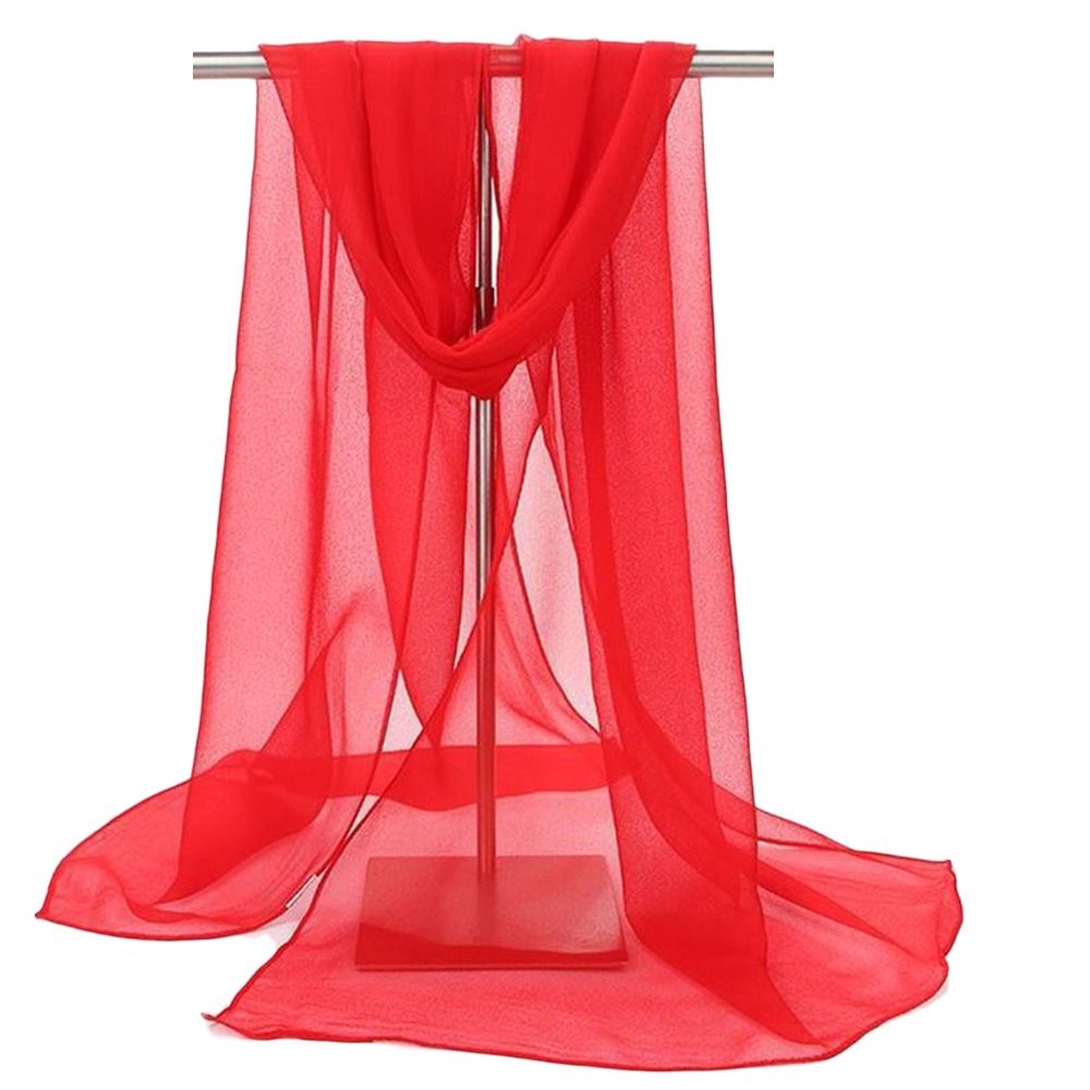 Lenço de chiffon para mulheres, elegante xale longo, cor sólida, chiffon, hijab, verão, proteção solar, lenços de praia