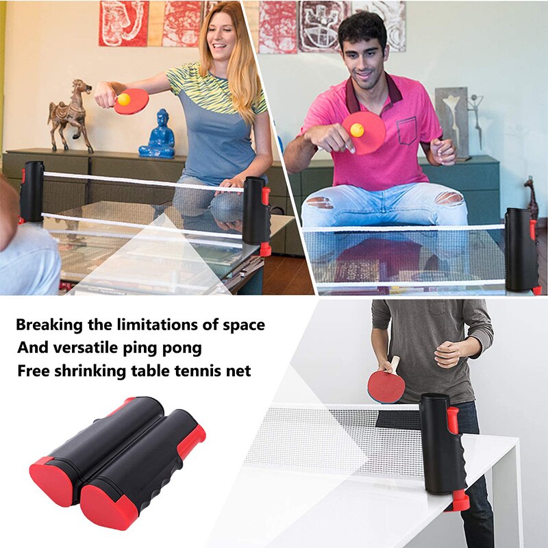 Retractabl Table Tennis Net Rack Ping Pong Racket Portable Ping Pong Post Table,Any Table Anywhere Home Gyms Ftiness