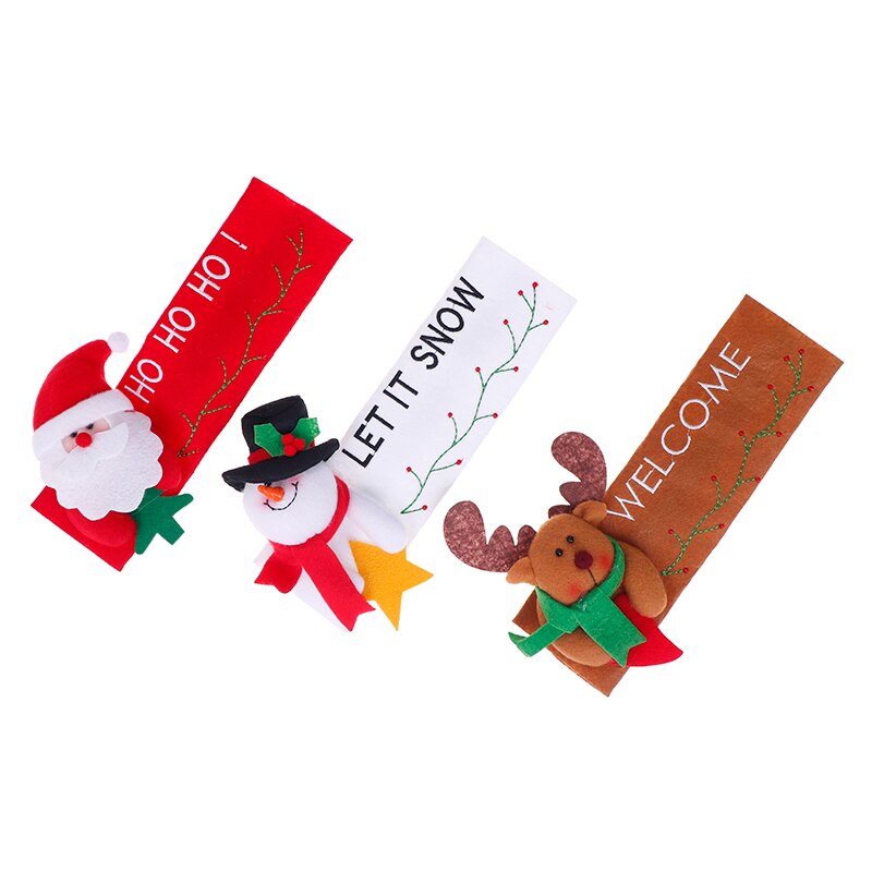 Pomo para manija de puerta de refrigerador de cocina, cubierta de tela, decoración de venado navideño, 1 Uds.