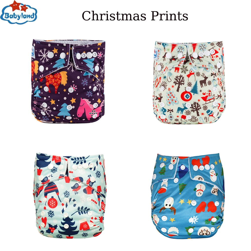 Christmas Prints Christmas 1PC Child Cloth Nappy Waterproof Diapers Reusable Nappy Covers Soft & Comfortable Fabric Diapers