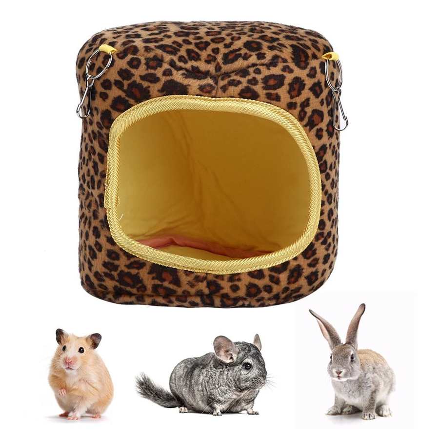 Cage Hamster hamac cochon d'inde lit de couchage hiver petite maison pour animaux: Leopard yellow
