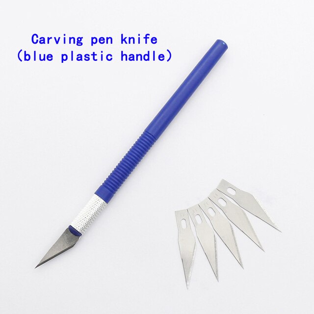 1 Set Handle Scalpel Blade Knife Woodworking Tool Paper Cutter Craft Pen Engraving Cutting Supplies DIY Stationery Utility Knife: Plastic Blue