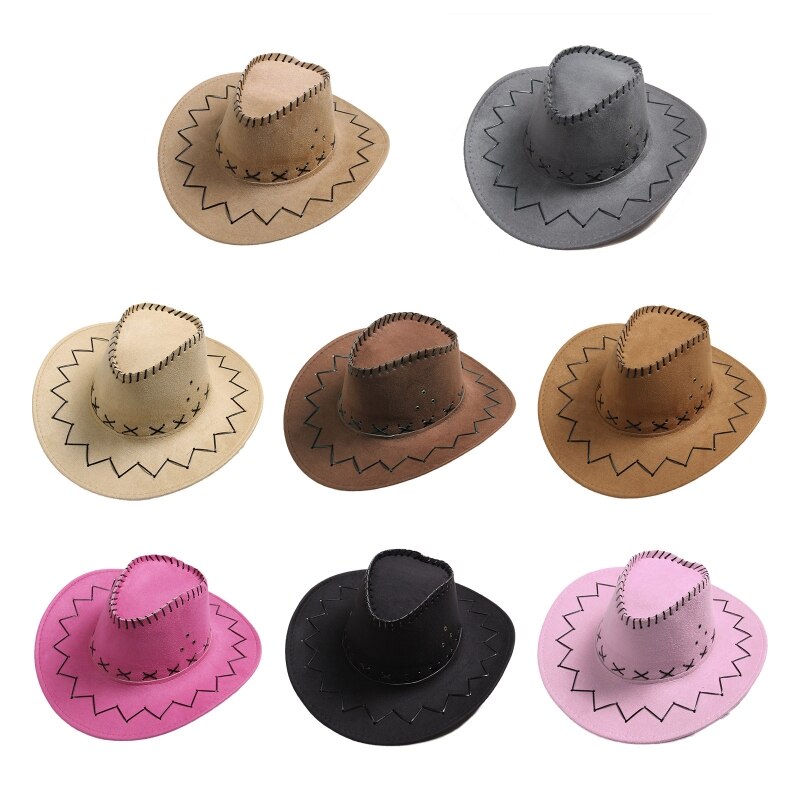 Retro Jazz Hat Wide Brim Trendy Basin Hat Unisex Vintage Western Cowboy Hat All-match Outdoor Sun Protection for Men Women