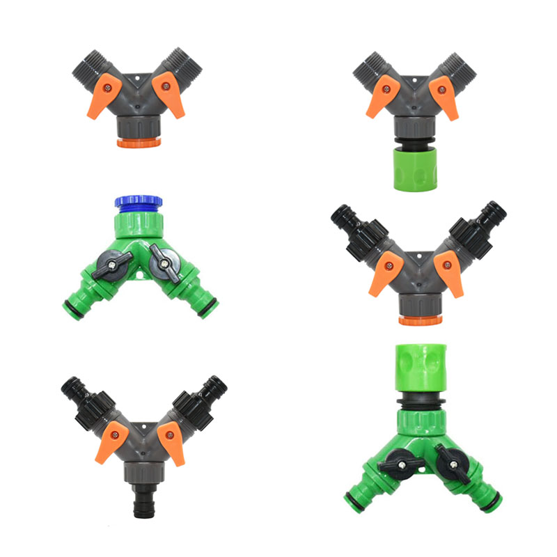 2-way Garden tap water splitter Female 1/2 3/4 garden hose Y splitter watering adjustable switch 1pcs
