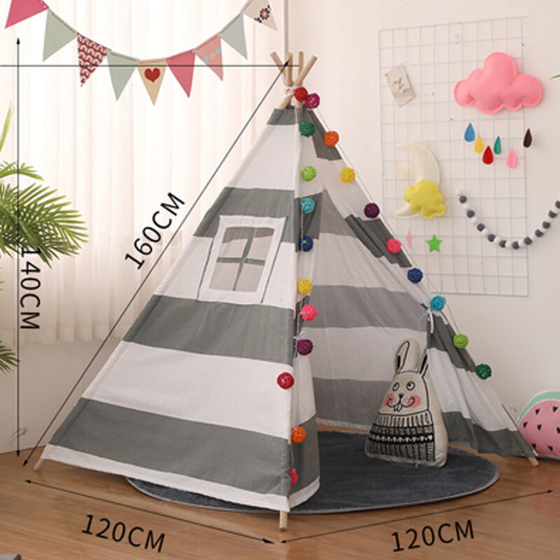 1.6M Tents Cabana Tipi Infantil Baby Kids Play Teepee Tents Castle Carpet Mats Toy Portable Kids Wigwam Play House For Children