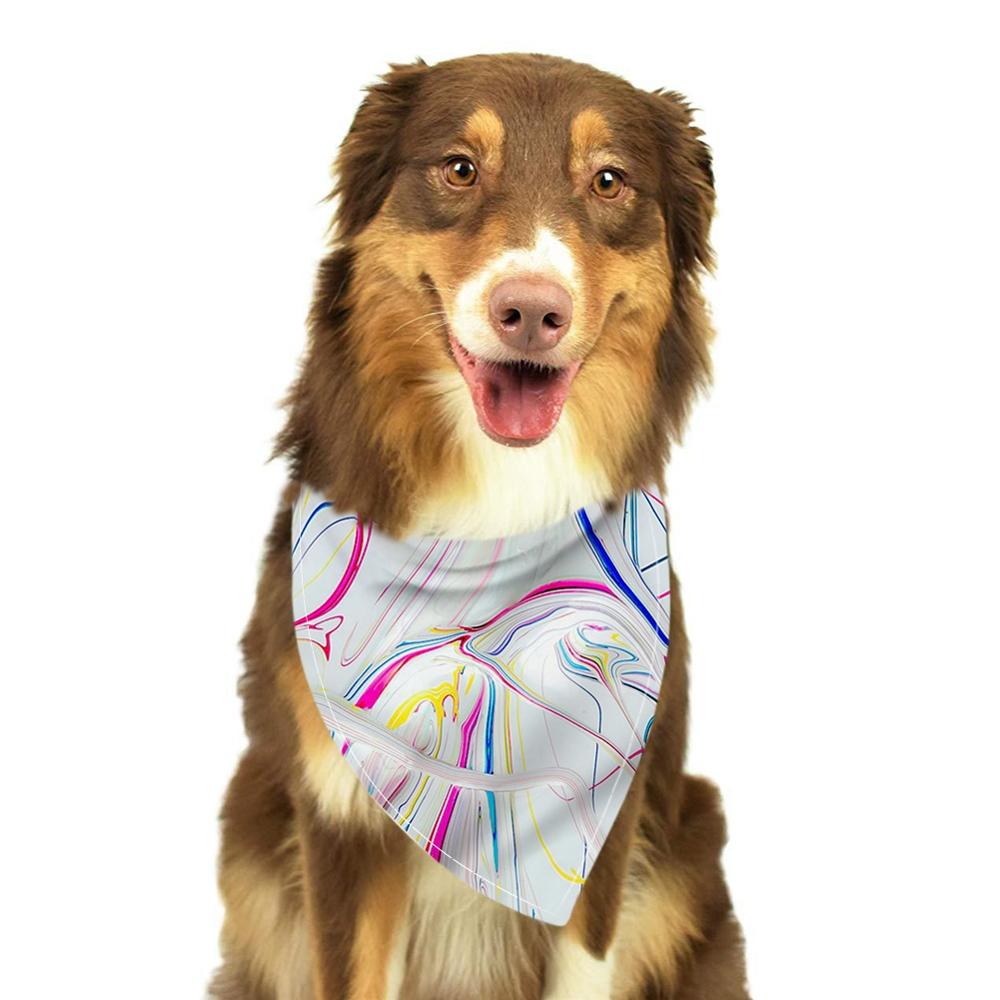 Akvarell maling kjæledyr skjerf for hund vaskbart sløyfebånd bandana halsbånd katt hund skjerf tilbehør: En / 48 x 48 x 68cm