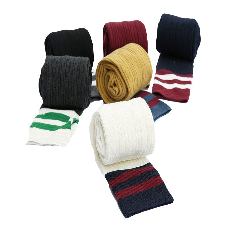 Kvinder bomuld lange strømper lår høje sokker passer ung dame forår udendørs aktiv slid stribet mønster strømpe