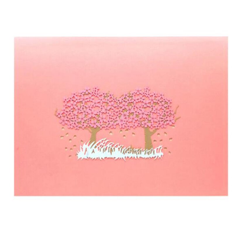 Kirsebærtræ 3d kort bryllupsinvitationer kort valentinsdag jubilæum hilsen håndlavet kort lykønskningskort