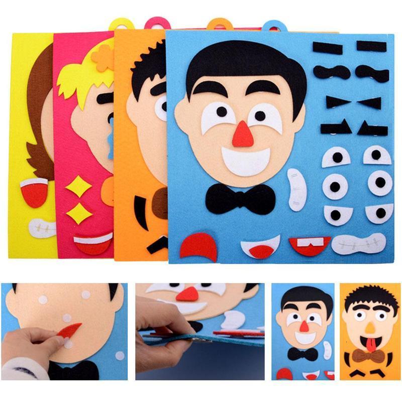 Kids DIY 3D Emotion Puzzle Toys Cartoon Facial Expression Stickers Learning Educational Toys For Children Art Drawing Craft Kits