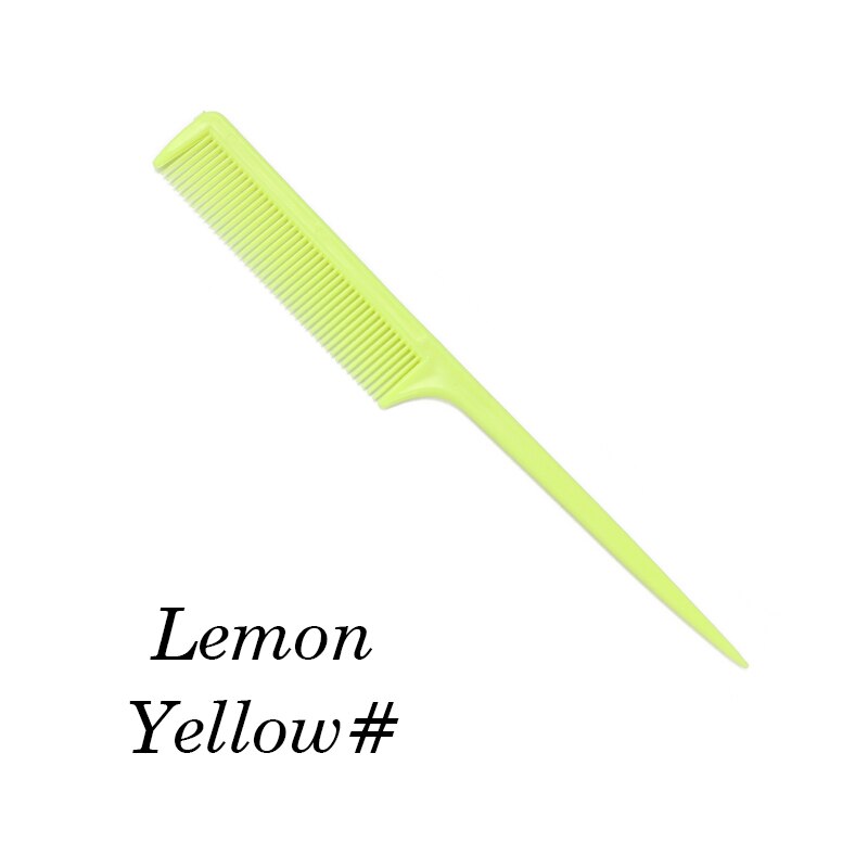 1Pcs/Lot Fine Teeth Hair Brush Comb Detangling Plastic Rat Tail Comb Hair Dressing Combs For Salon Hair Style Tools Cutting Comb: Yellow
