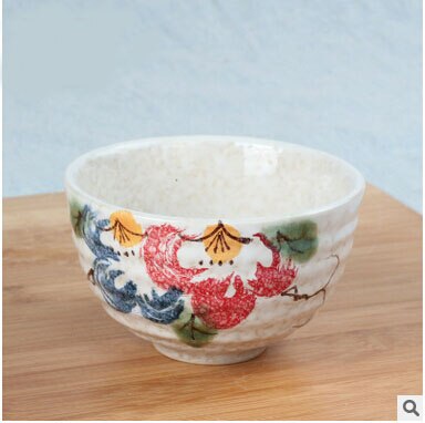 Goede Japanse matcha kom, keramische matcha thee set, 300 ml exprot pioen bloem kom: E