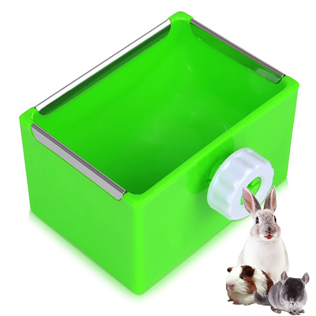Pet Feeding Bowl Rectangle Plastic Fix Cage Food Water Feeder Bowl For Rabbits Cats Bird Pet Food Bowls: Green