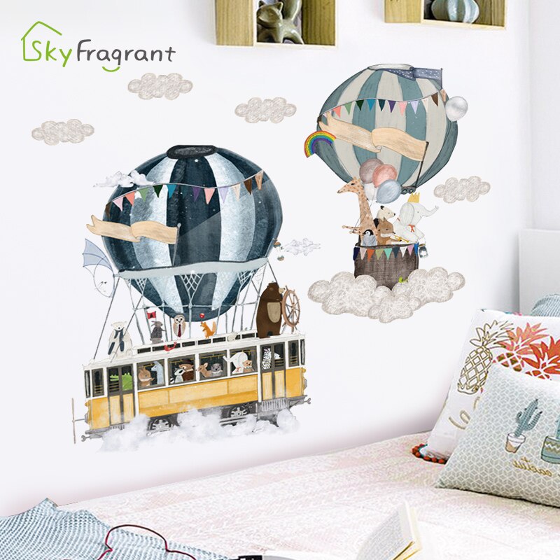 Tegneserie ins luftballon rejser væg klistermærker selvklæbende hjem soveværelse væg indretning børneværelse klistermærke baby værelse dekoration