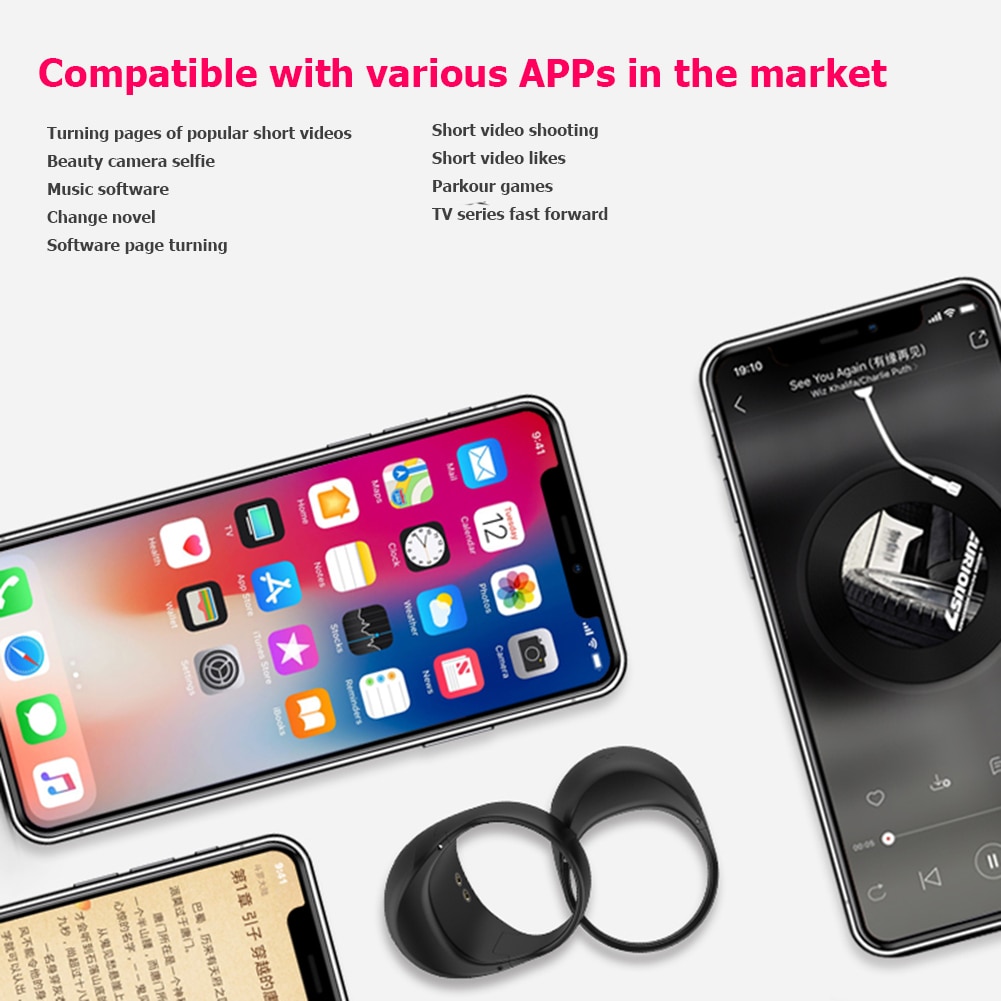 R51 Wearable Finger Ring Bluetooth 5.0 Remote Control Smart Wireless Remote Controller for iOS Android Mobile Phone TV Box