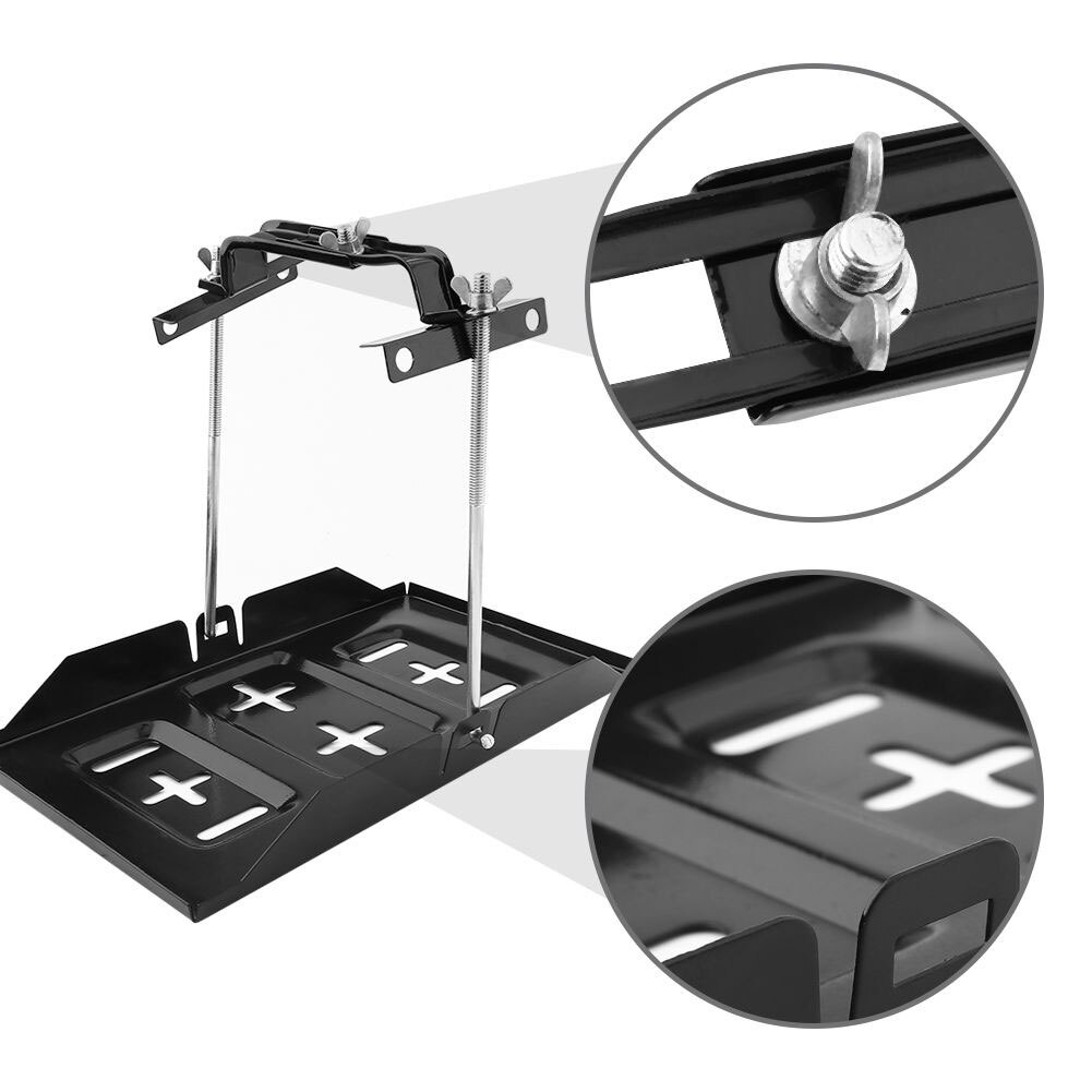 Soporte de estante de barco, ranuras metálicas empotradas, duradero, estable, para coche, marino, Universal, bandeja de batería, accesorios de coche, abrazadera de sujeción negra