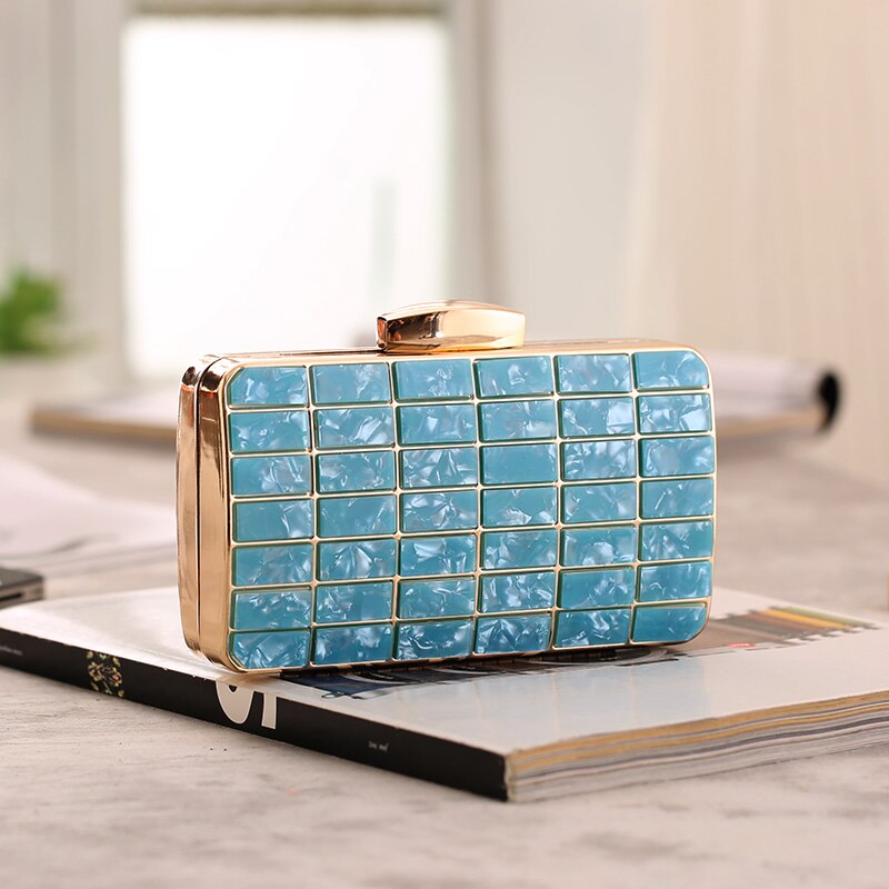 Acrylic Women Clutch Evening Bag purse And Handbags Wedding Bags Chain Shoulder Sling Bag Wallet Bags For Women: Blue