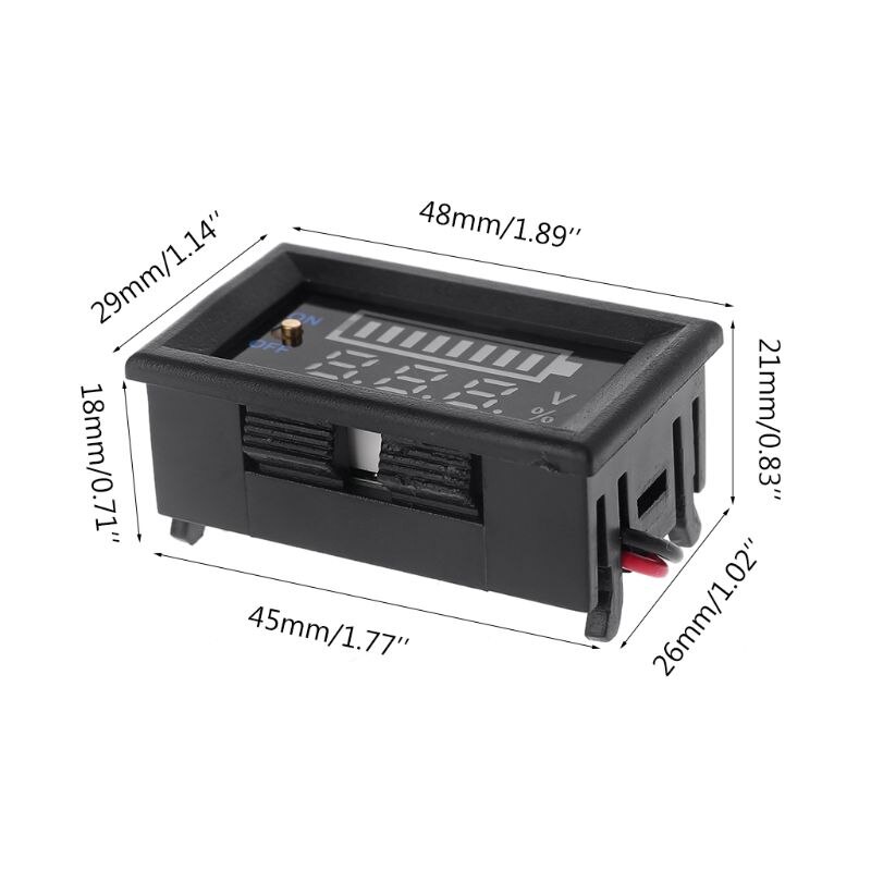 12V Car Lead Acid Battery Capacity Indicator Voltmeter Power Tester with Switch 91AE