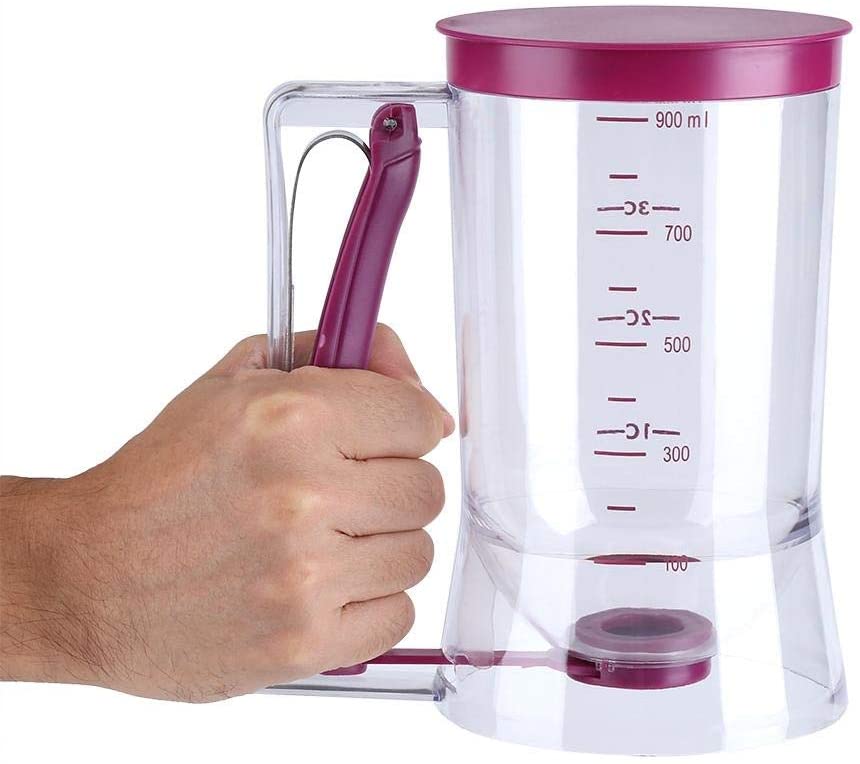 Batter Dispensr e900mL Manual Cake Batter Dispenser Cupcake Pancake Waffle Measuring Cup Kitchen Baking Tool Bakeware Maker: Purple