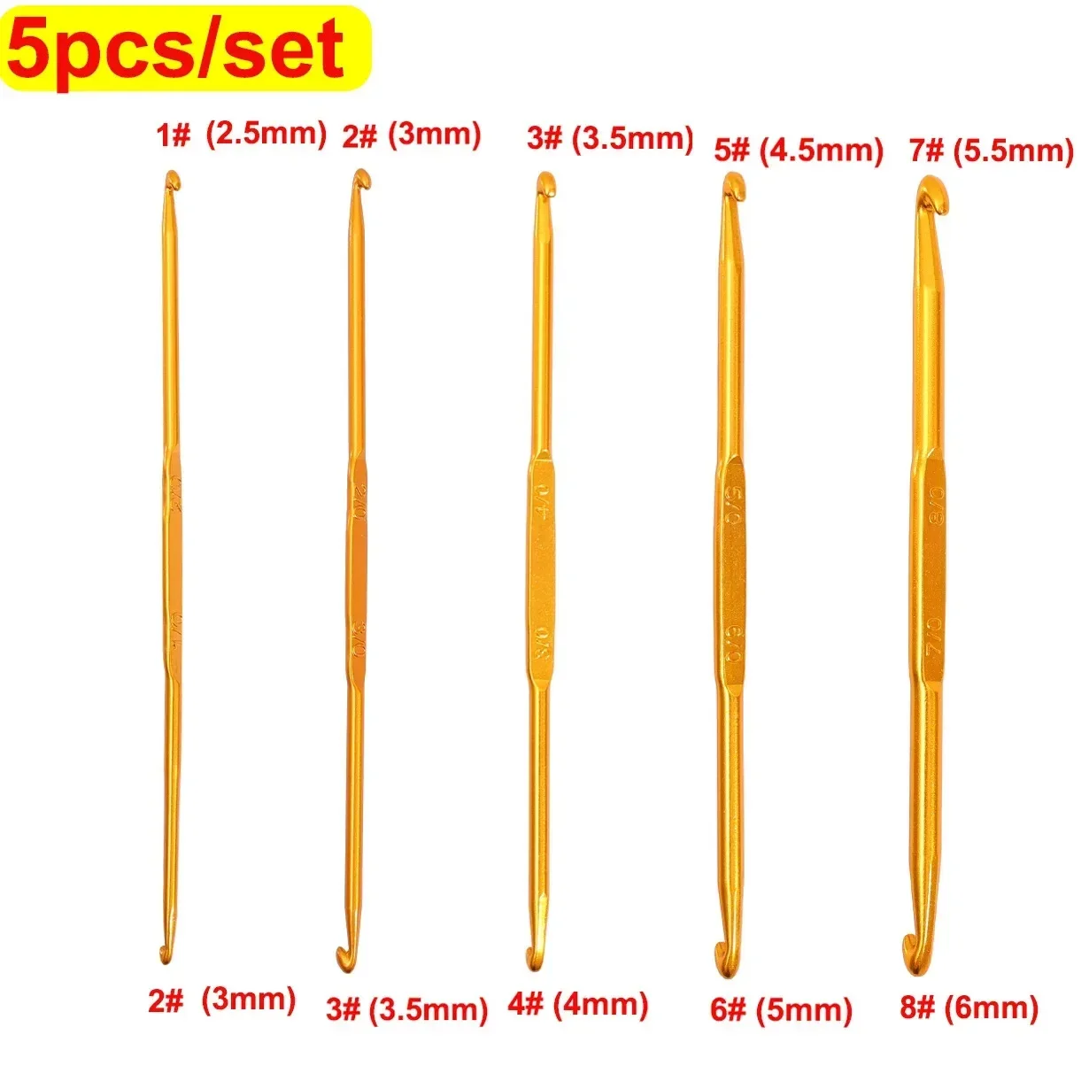 Sewing Crochet Hooks Double Ended Assorted Size Anti Slip Aluminum Alloy Needle Handmade Woven DIY Yarn Kniting Tools: Orange