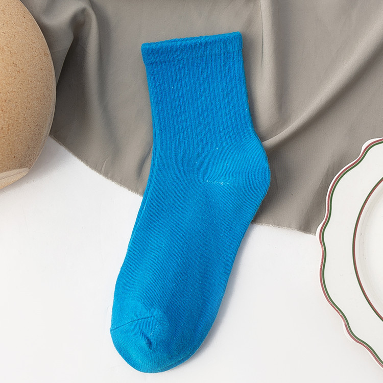 Damensocken aus 100er Baumwolle, modischer Trend, einfarbige Damensocken, Damensocken aus reiner Baumwolle, fröhliche Mädchensocken, kurze Besatzung-Söckchen: Schwarz