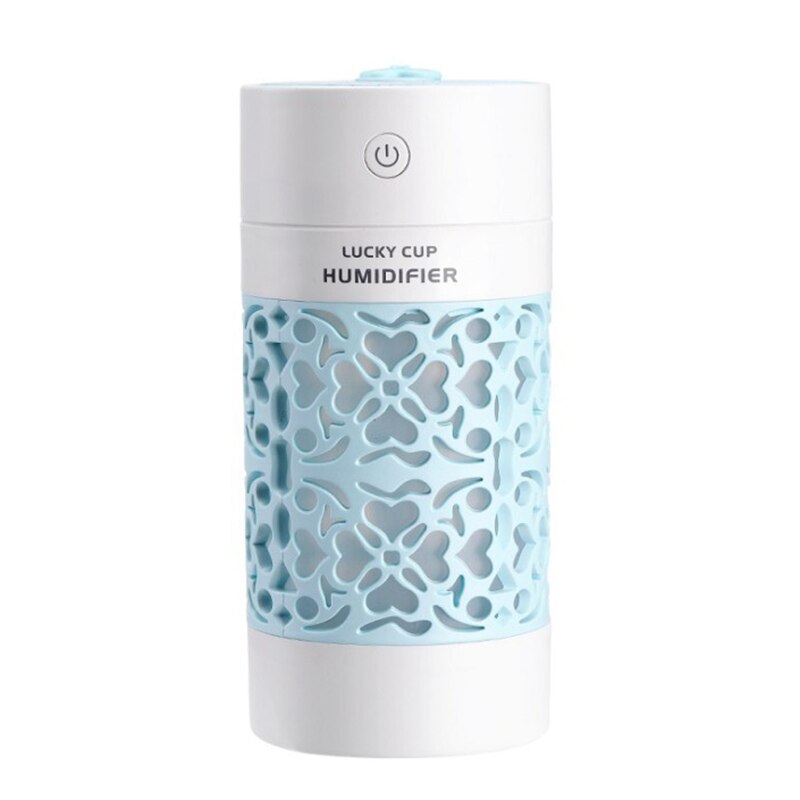 USB Spray Water Humidifier LED Lamp USB Air Humidifier Bedroom Home Office Car,Blue