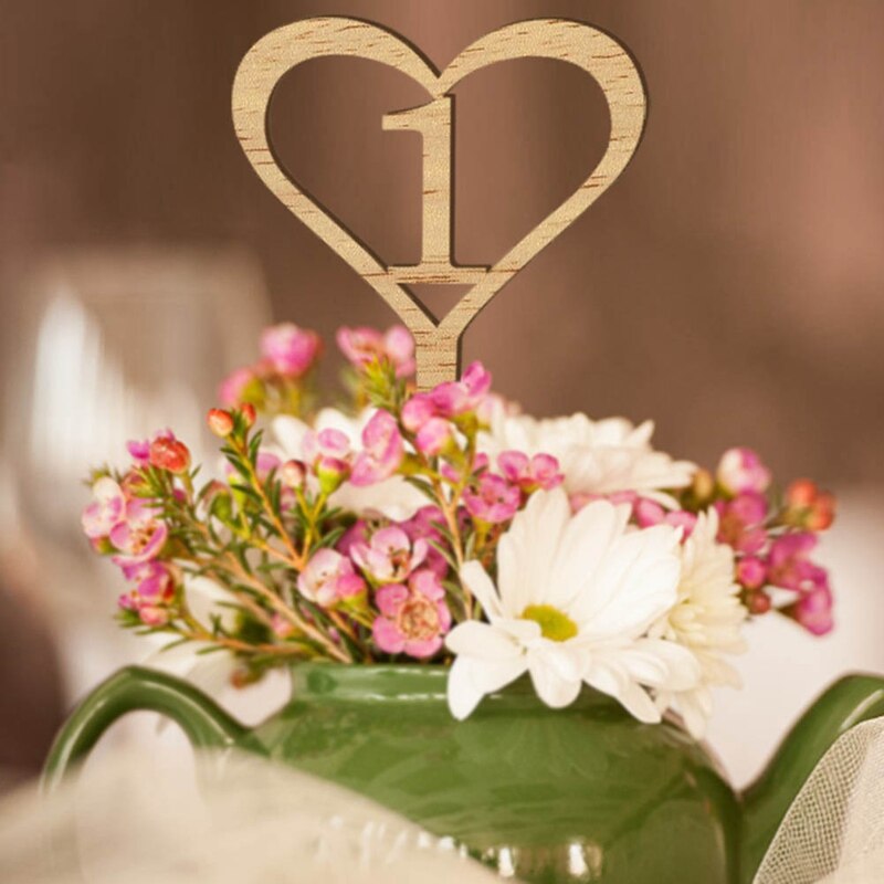 Træ bryllup forsyninger 1-30 kærlighed hule digitale blomster sæde kort træ bryllup tabel nummerplade