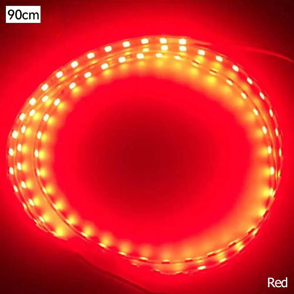 Tira ambiental LED para motocicleta de 12V, 90cm, 90SMD, tira de luces LED colorida, lámpara de cinta Flexible 3528, luces de ambiente Interior de coche: Rojo