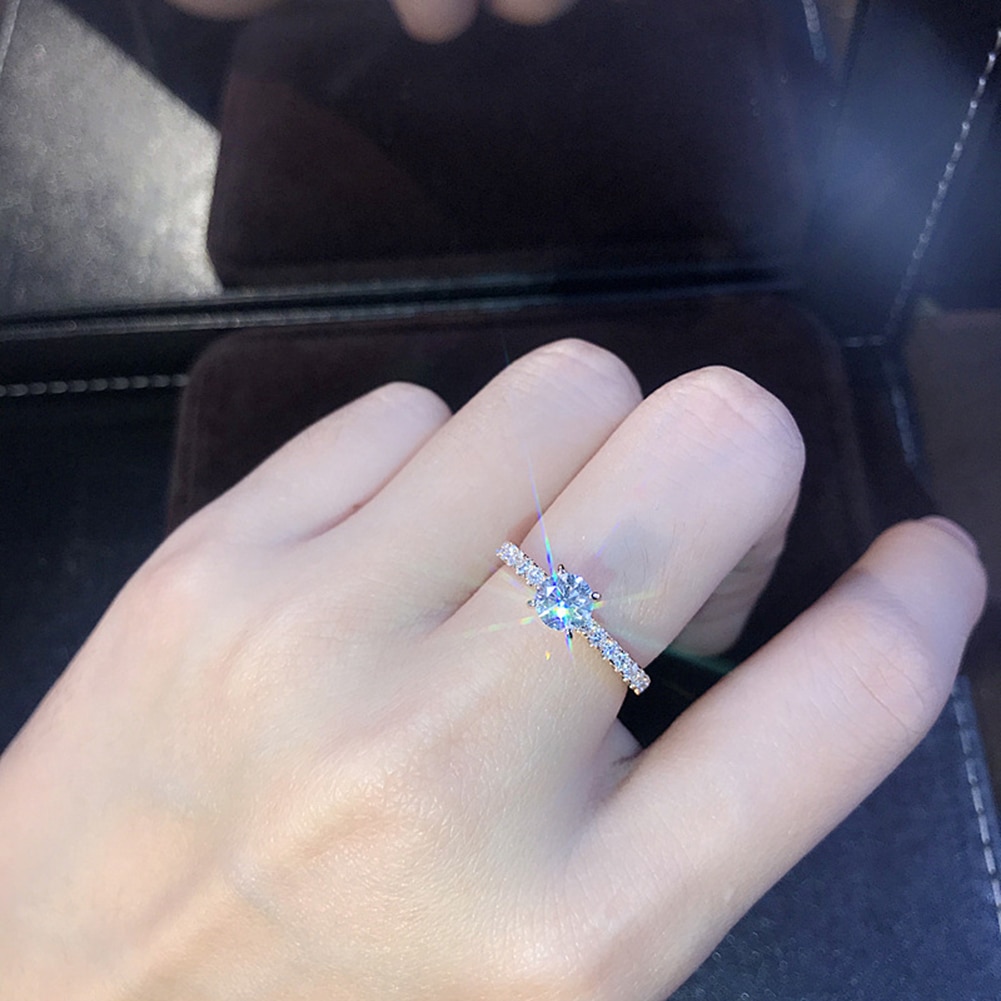 Trendy Crystal Engagement Ringen Voor Vrouwen Wit Elegante Ringen Vrouwelijke Bruiloft Bruids Sieraden