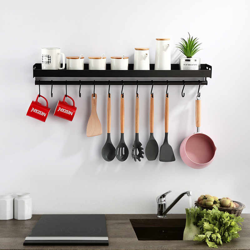 Crochet de rangement pour épices, étagère de cuisine, étagère murale, crochet de rangement pour ustensiles en aluminium, accessoires d&#39;organisation à domicile