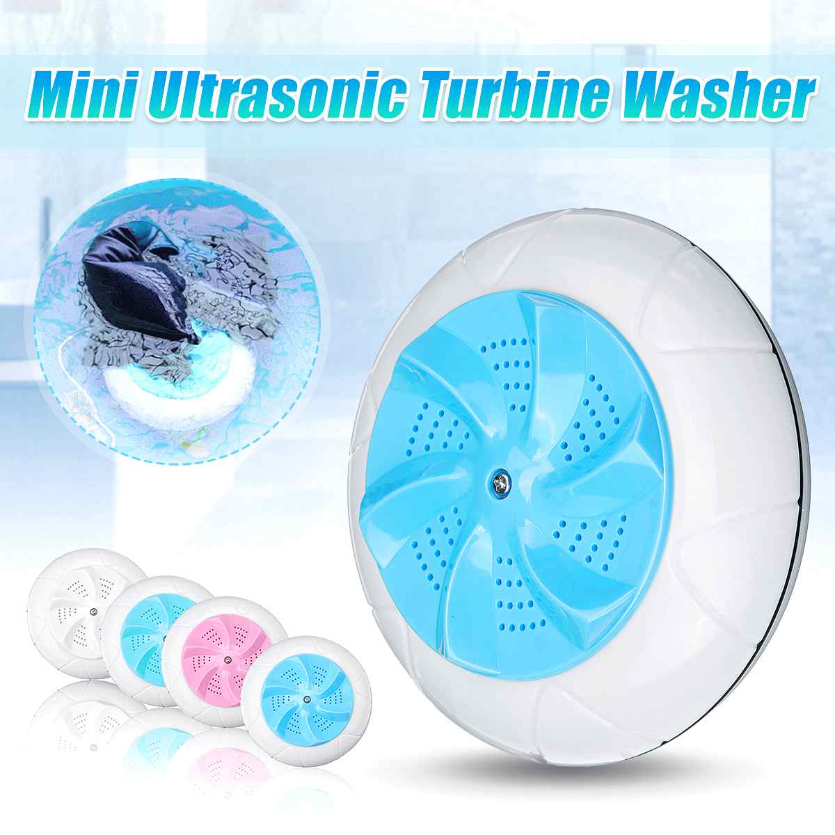 Mini Washing Machine Portable Personal Rotating Ultrasonic Turbines Washer USB Convenient Laundry for Travel Home Business Trip