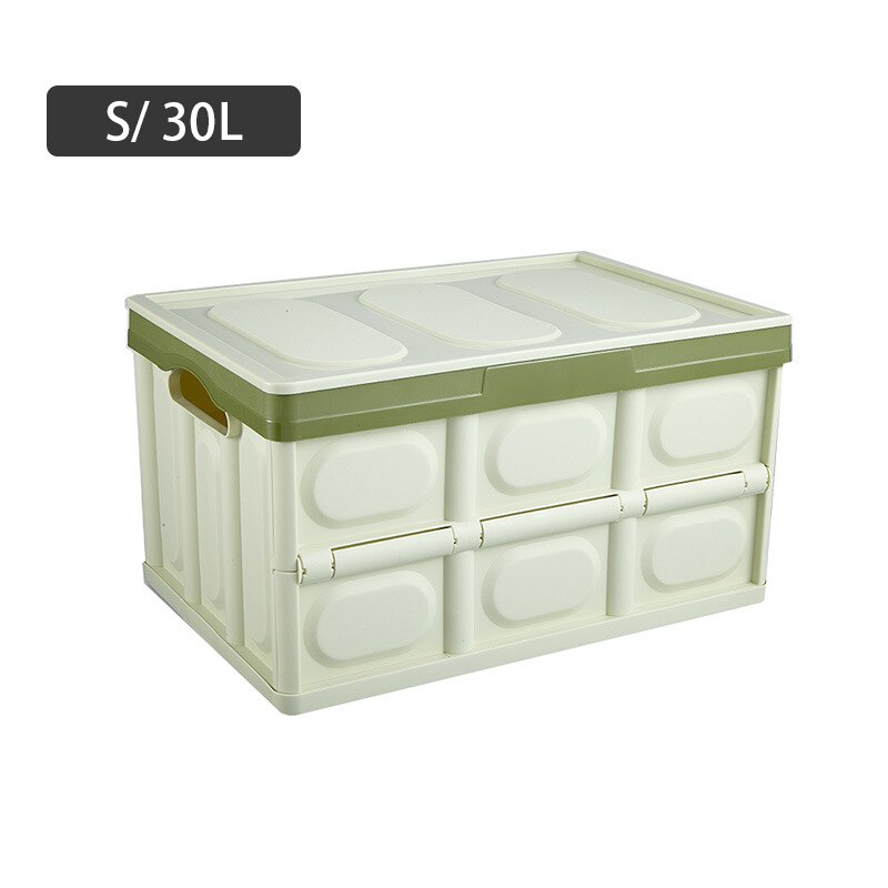 Caja de almacenamiento plegable para maletero de coche, herramientas de pesca de alta capacidad, caja organizadora de artículos diversos, caja organizadora para salida de alimentos, caja de accesorios para bebidas: S Green 30L