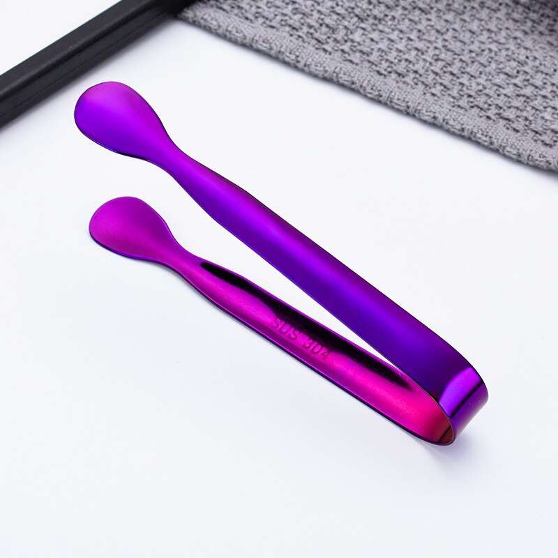 Multipurpose Stainless Steel Ice Tong Handheld Small Cubic Sugar Pastry Tong Mini Coffee Bar Serving Clip Kitchen Bar Tools: Burgundy
